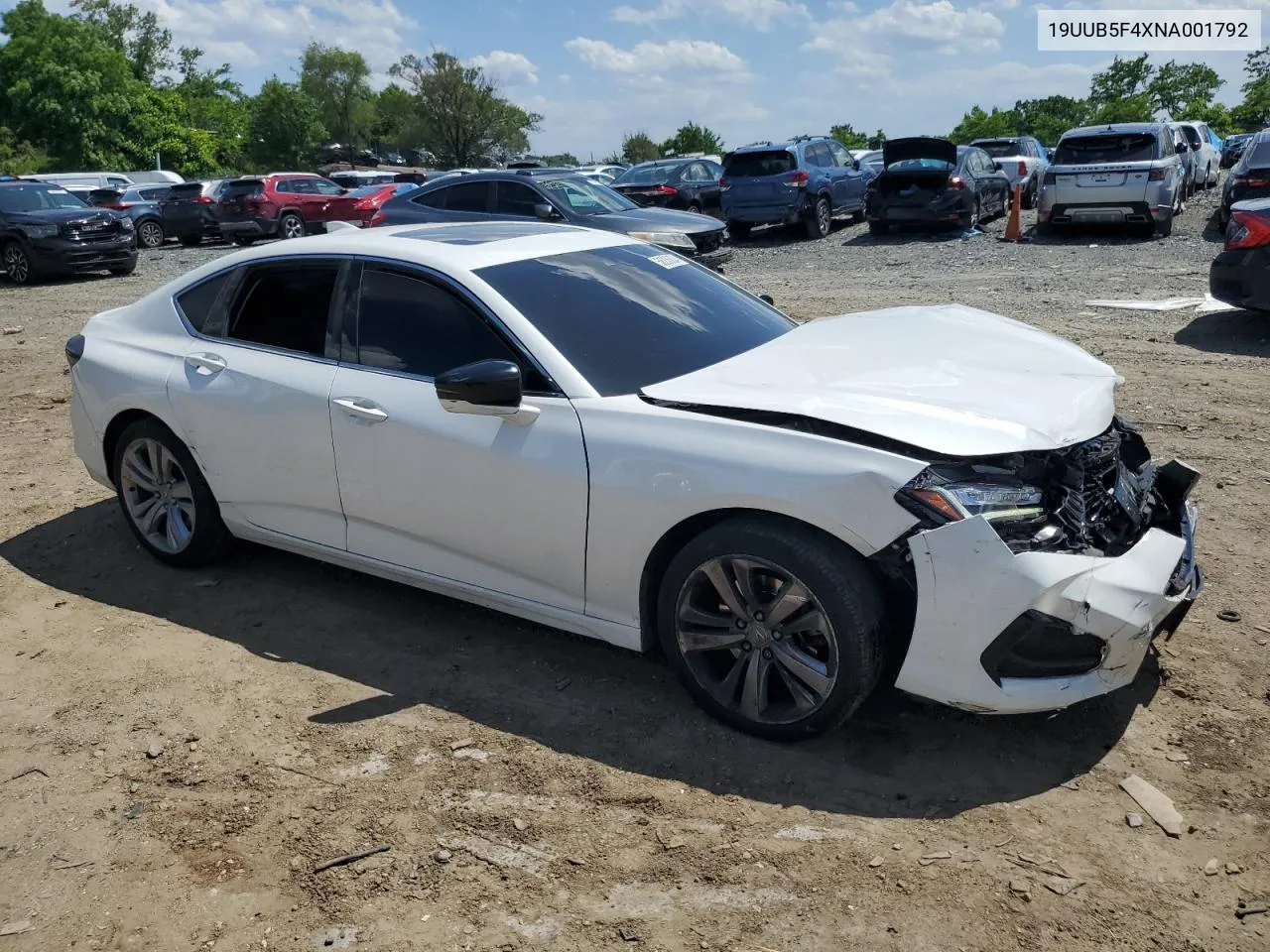 2022 Acura Tlx Technology VIN: 19UUB5F4XNA001792 Lot: 58236824