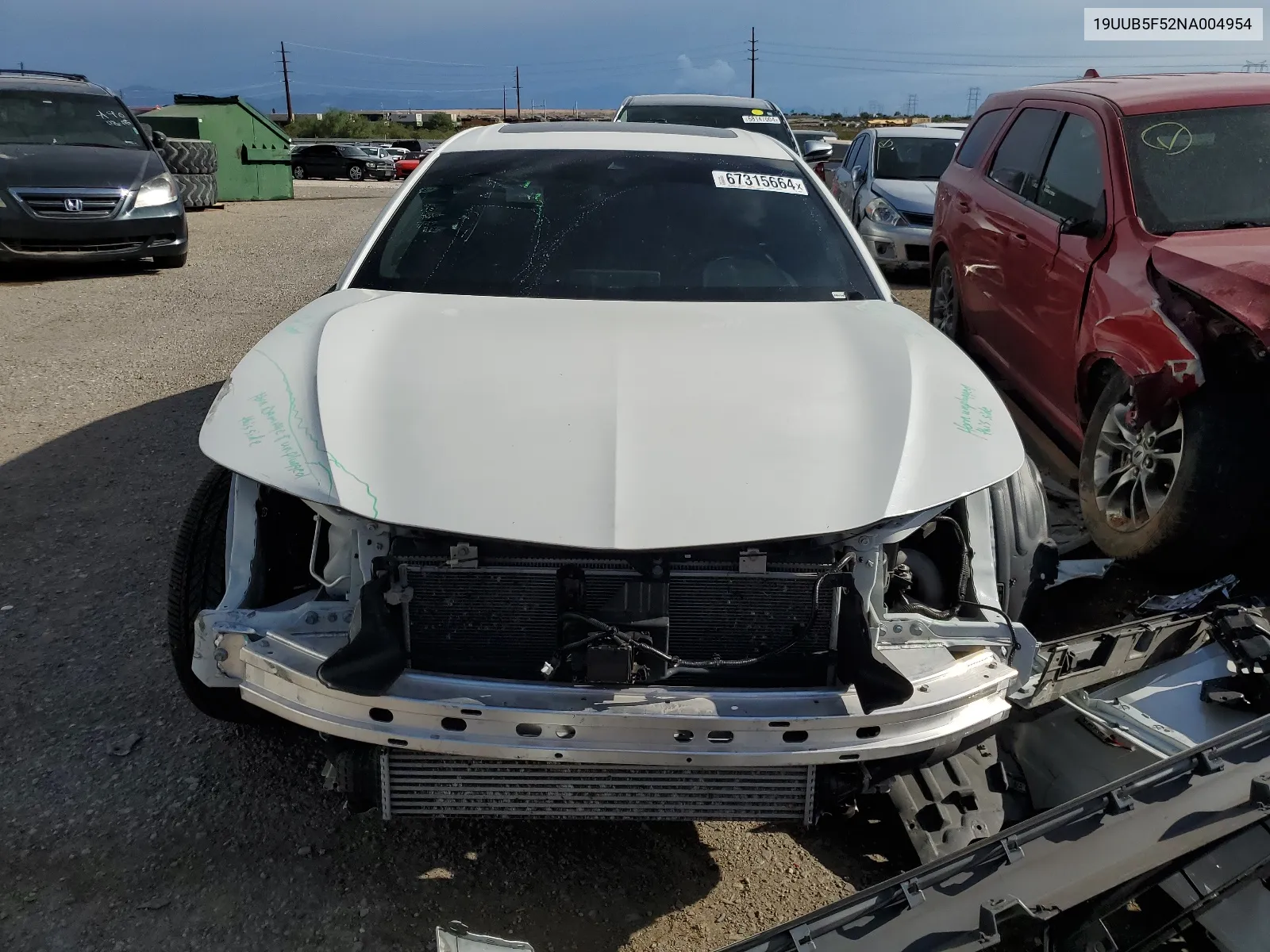 2022 Acura Tlx Tech A VIN: 19UUB5F52NA004954 Lot: 67315664