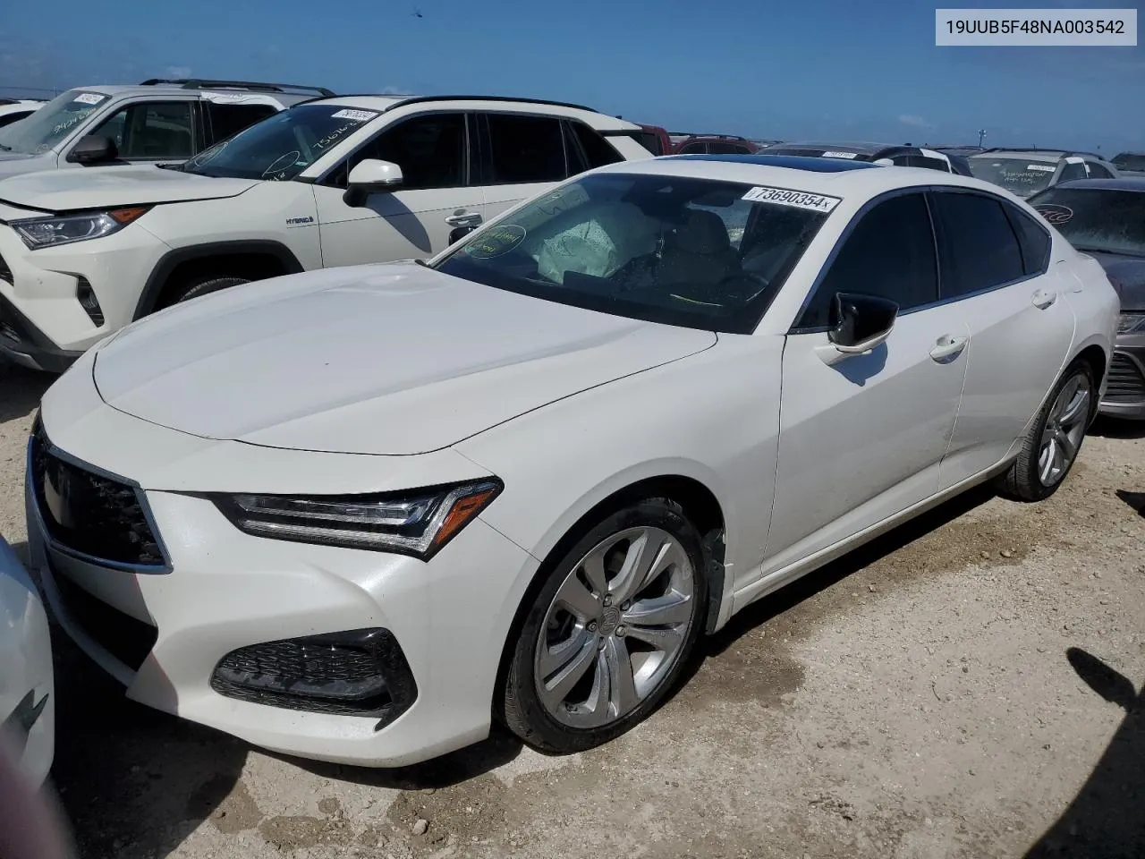 2022 Acura Tlx Technology VIN: 19UUB5F48NA003542 Lot: 73690354