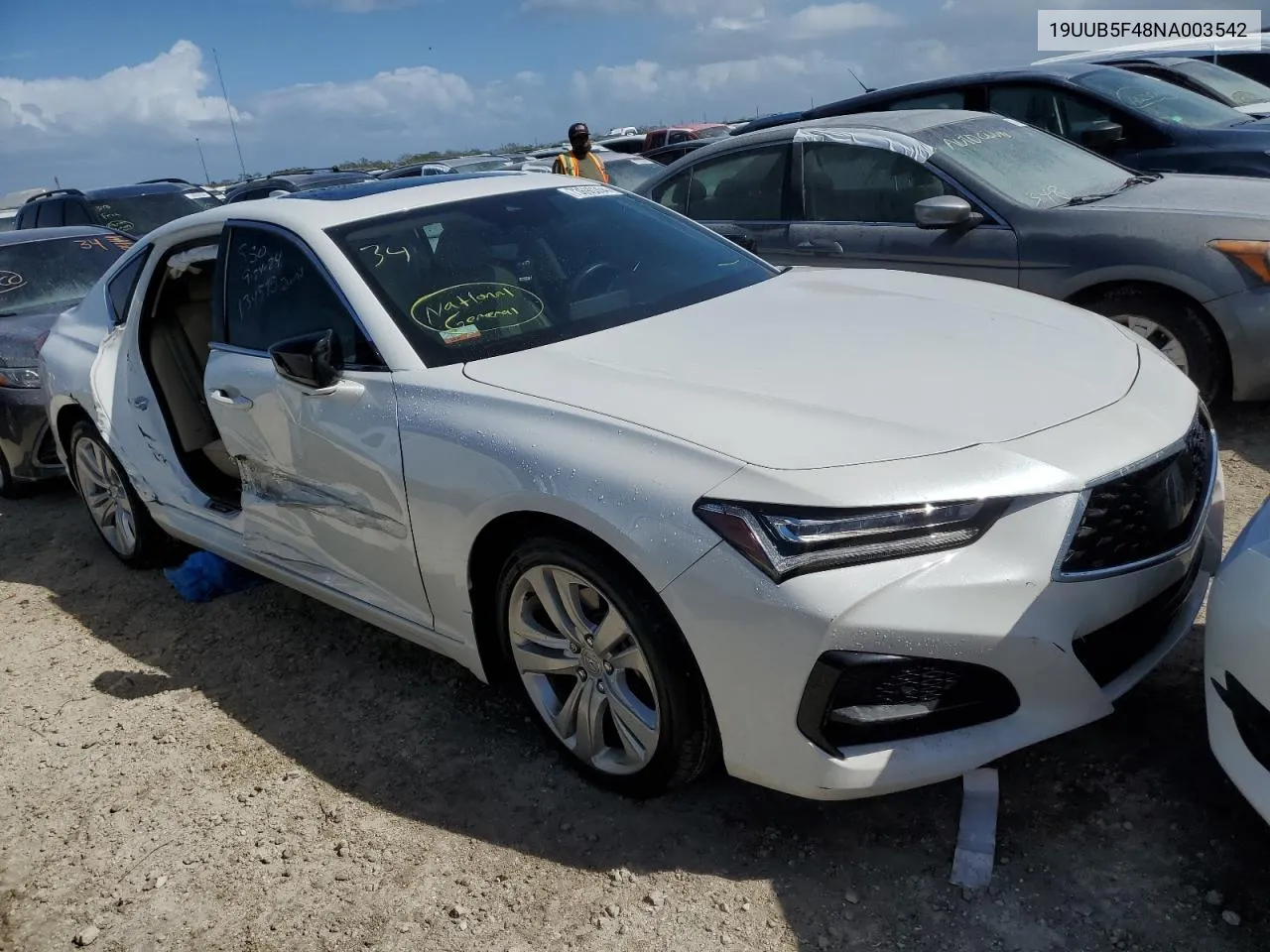 2022 Acura Tlx Technology VIN: 19UUB5F48NA003542 Lot: 73690354