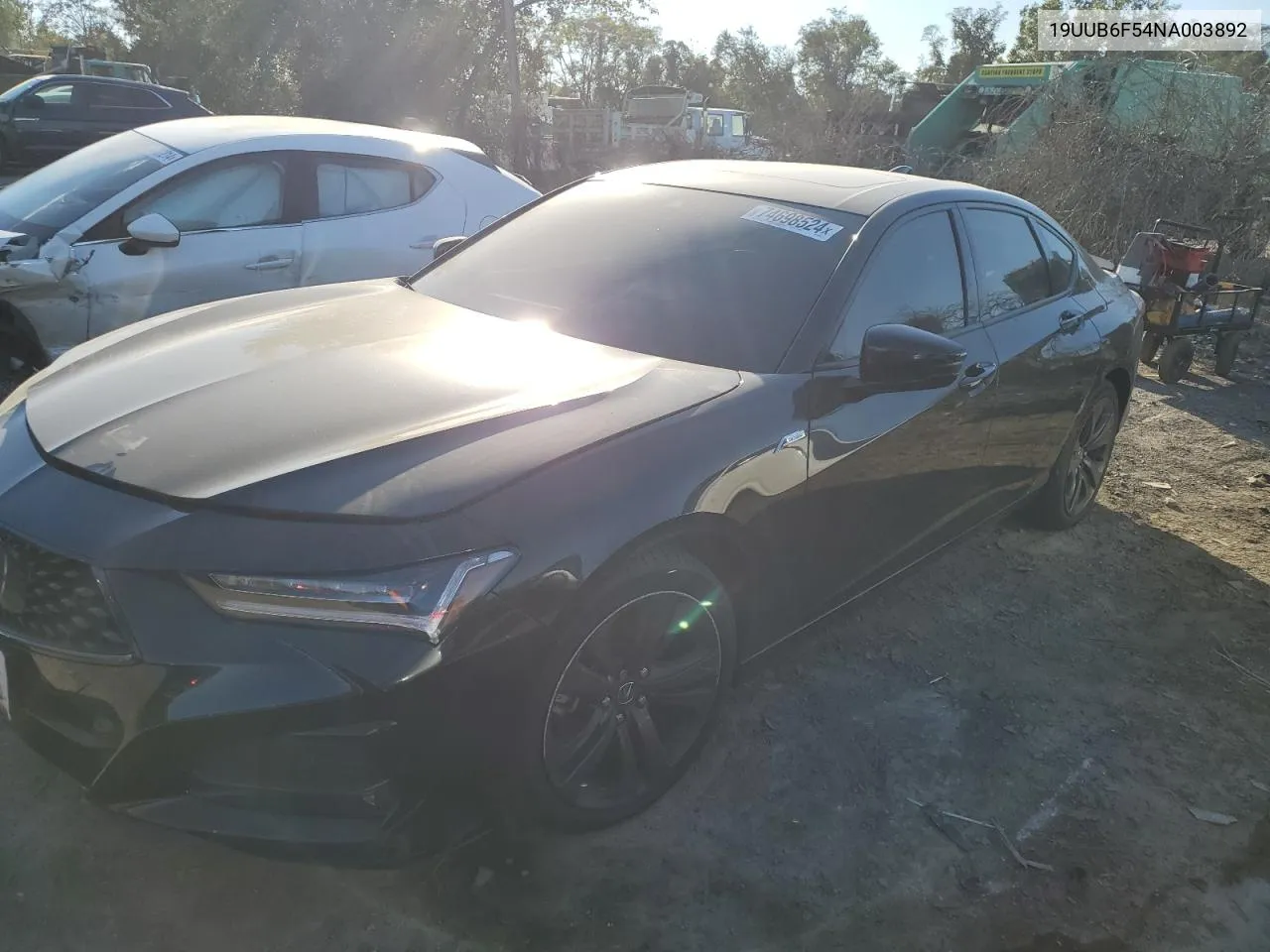 2022 Acura Tlx Tech A VIN: 19UUB6F54NA003892 Lot: 74698524