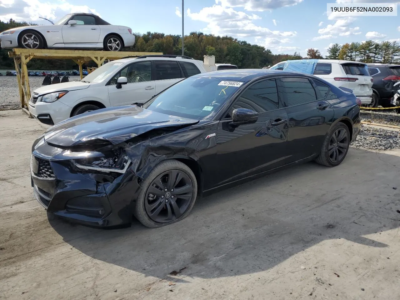 2022 Acura Tlx Tech A VIN: 19UUB6F52NA002093 Lot: 74756824