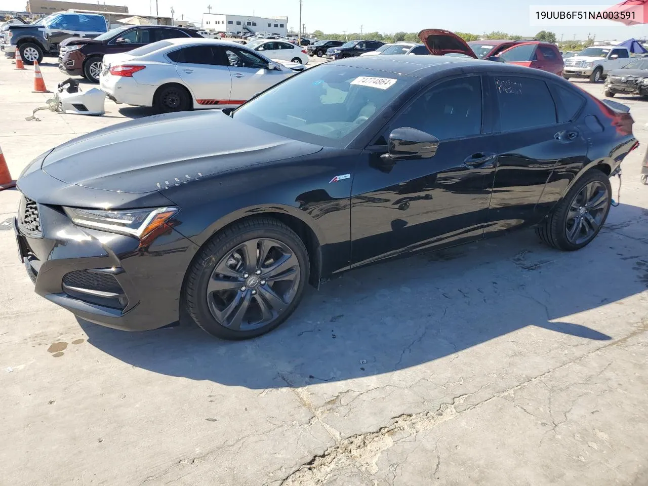 2022 Acura Tlx Tech A VIN: 19UUB6F51NA003591 Lot: 74774864