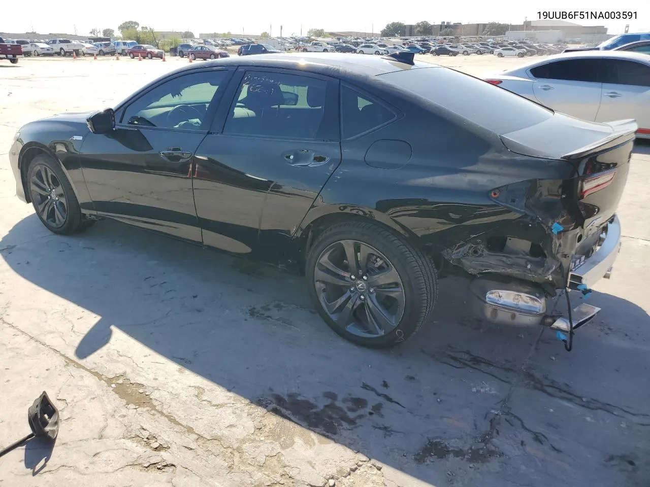 2022 Acura Tlx Tech A VIN: 19UUB6F51NA003591 Lot: 74774864