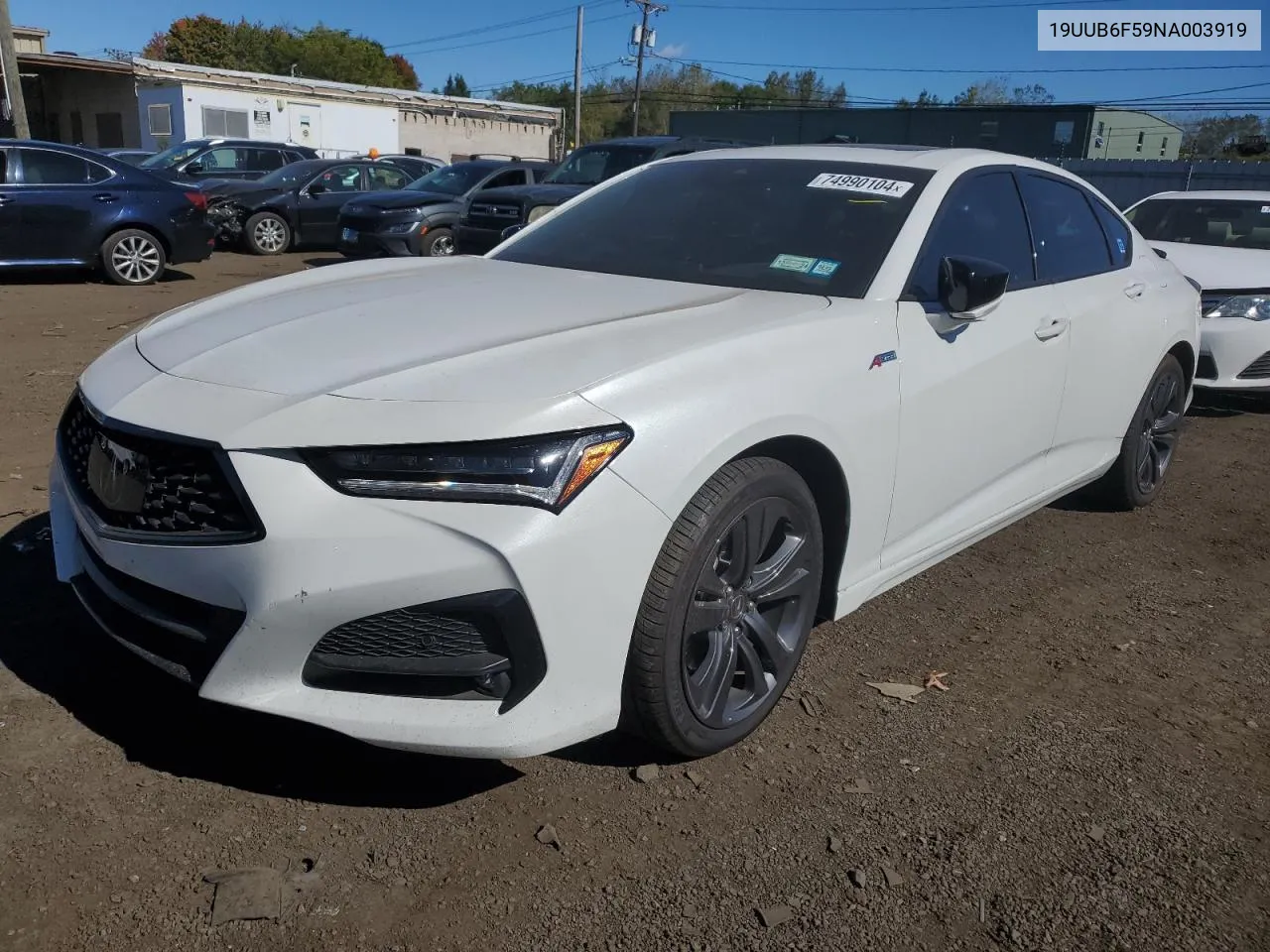 2022 Acura Tlx Tech A VIN: 19UUB6F59NA003919 Lot: 74990104