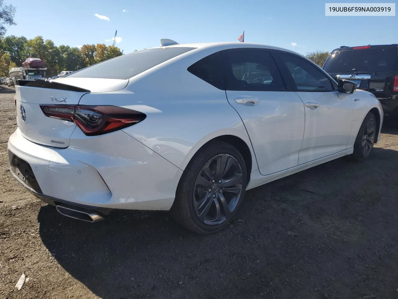 2022 Acura Tlx Tech A VIN: 19UUB6F59NA003919 Lot: 74990104