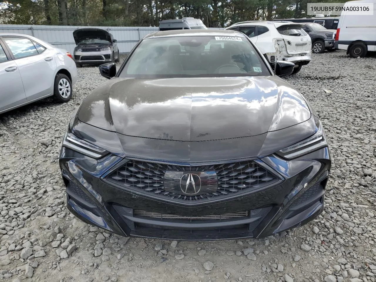 2022 Acura Tlx Tech A VIN: 19UUB5F59NA003106 Lot: 75554574