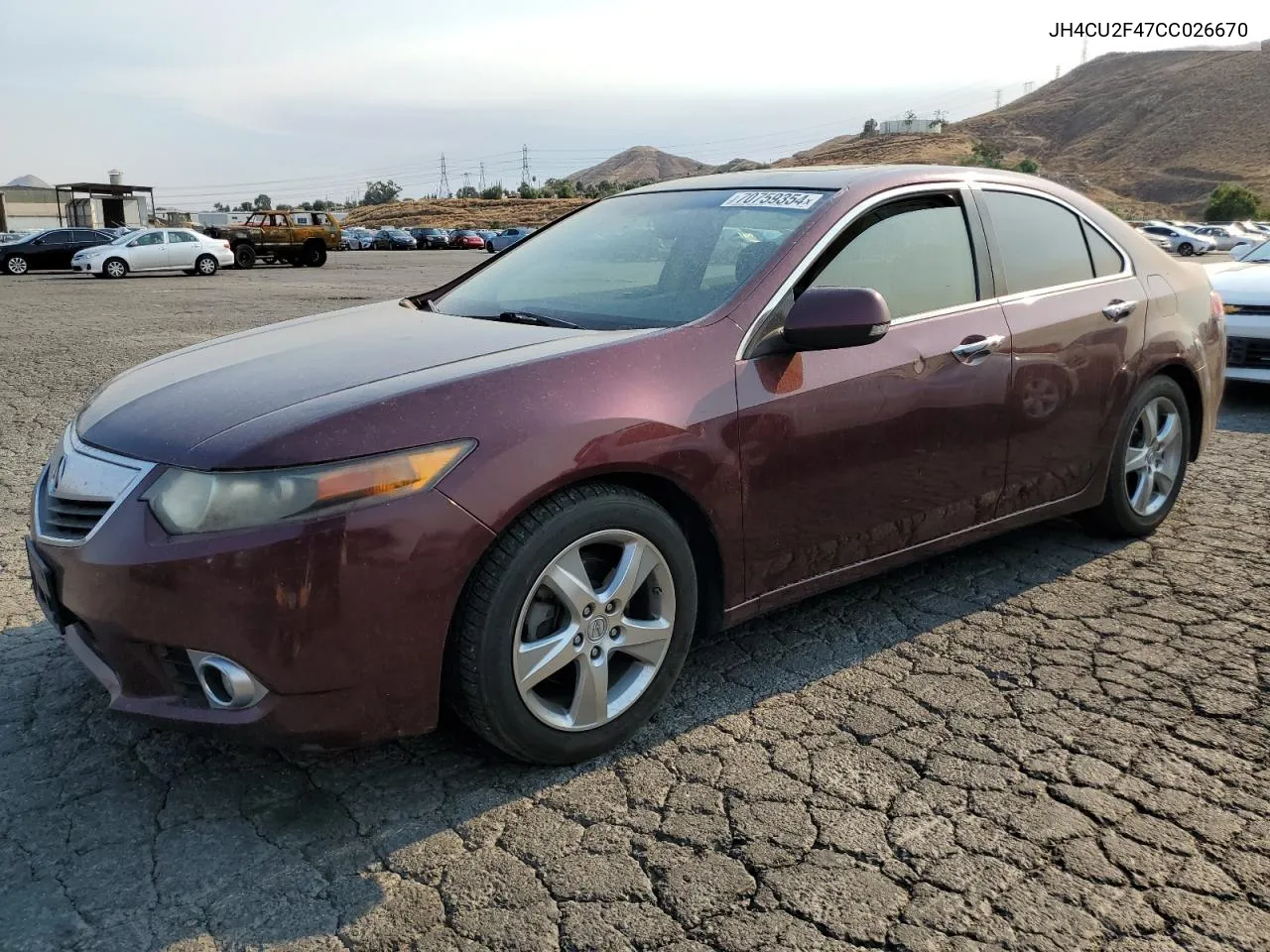 2012 Acura Tsx VIN: JH4CU2F47CC026670 Lot: 70759354