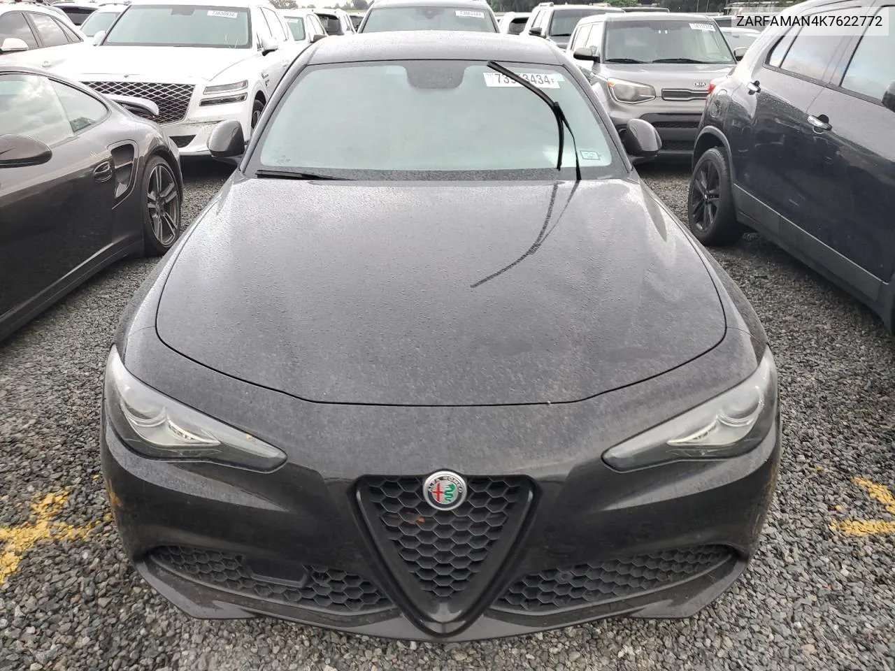 2019 Alfa Romeo Giulia VIN: ZARFAMAN4K7622772 Lot: 73953434