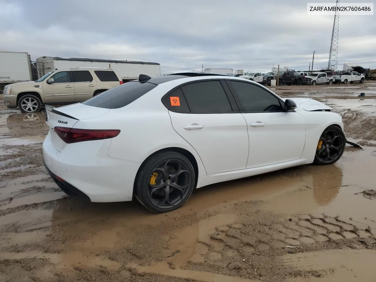 2019 Alfa Romeo Giulia Ti VIN: ZARFAMBN2K7606486 Lot: 80252384