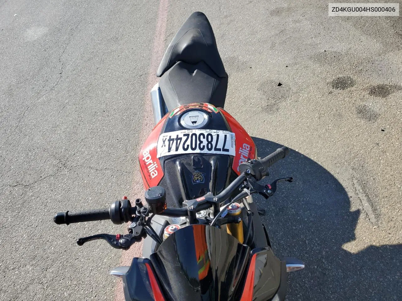 ZD4KGU004HS000406 2017 Aprilia Tuono V4 1100 Rr