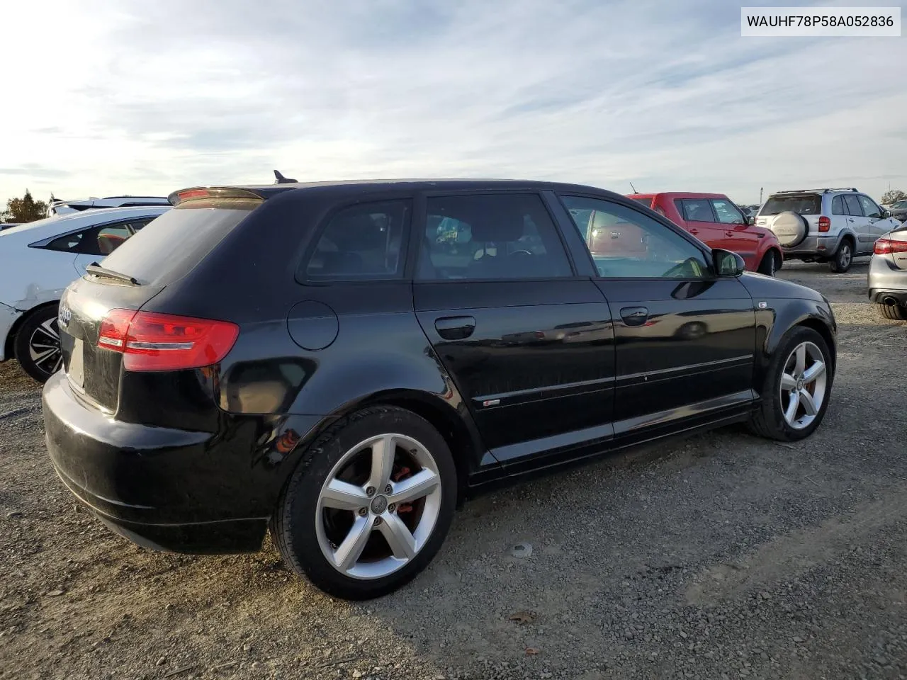 2008 Audi A3 2.0 VIN: WAUHF78P58A052836 Lot: 78289484