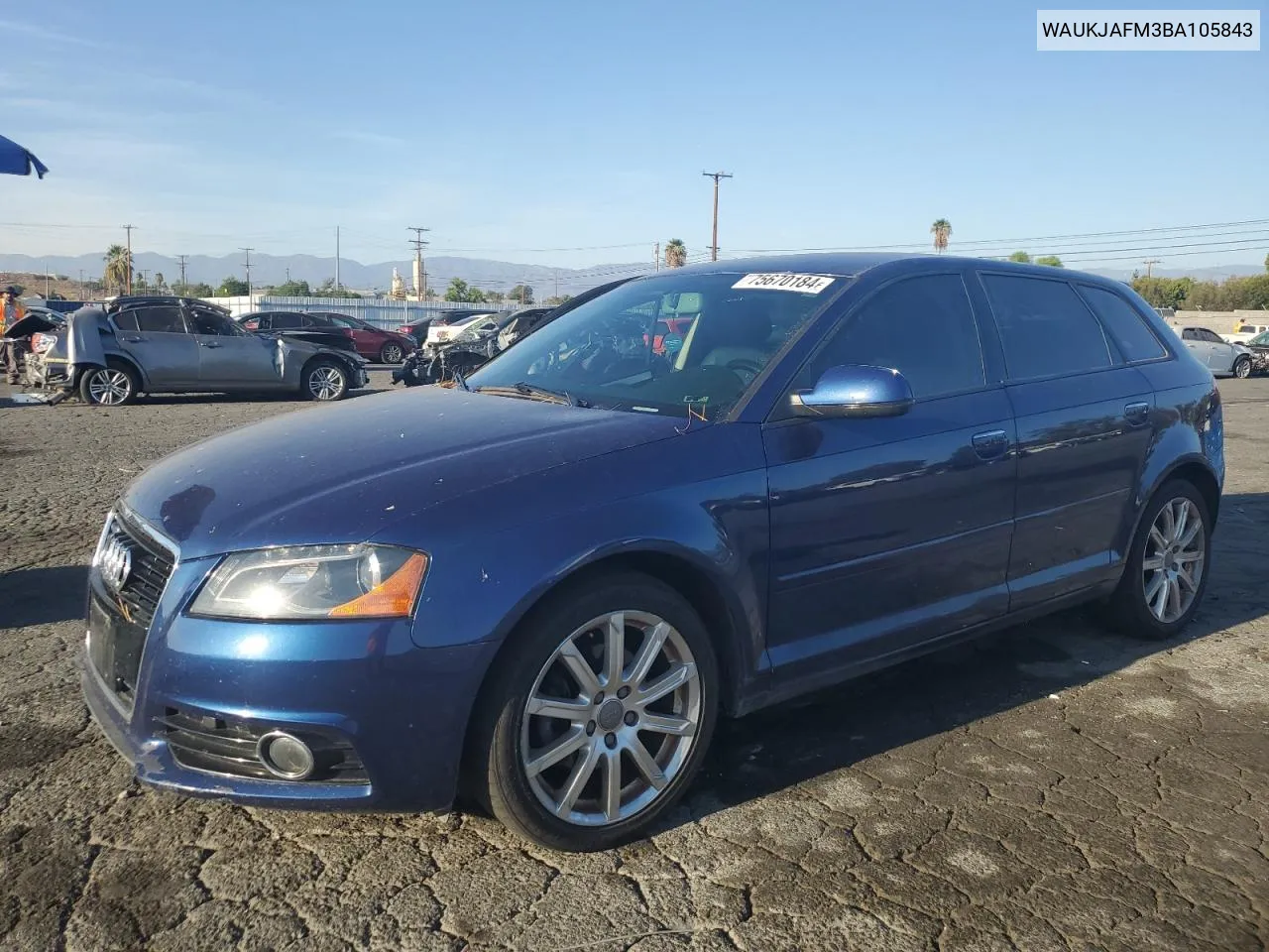 2011 Audi A3 Premium Plus VIN: WAUKJAFM3BA105843 Lot: 75670184