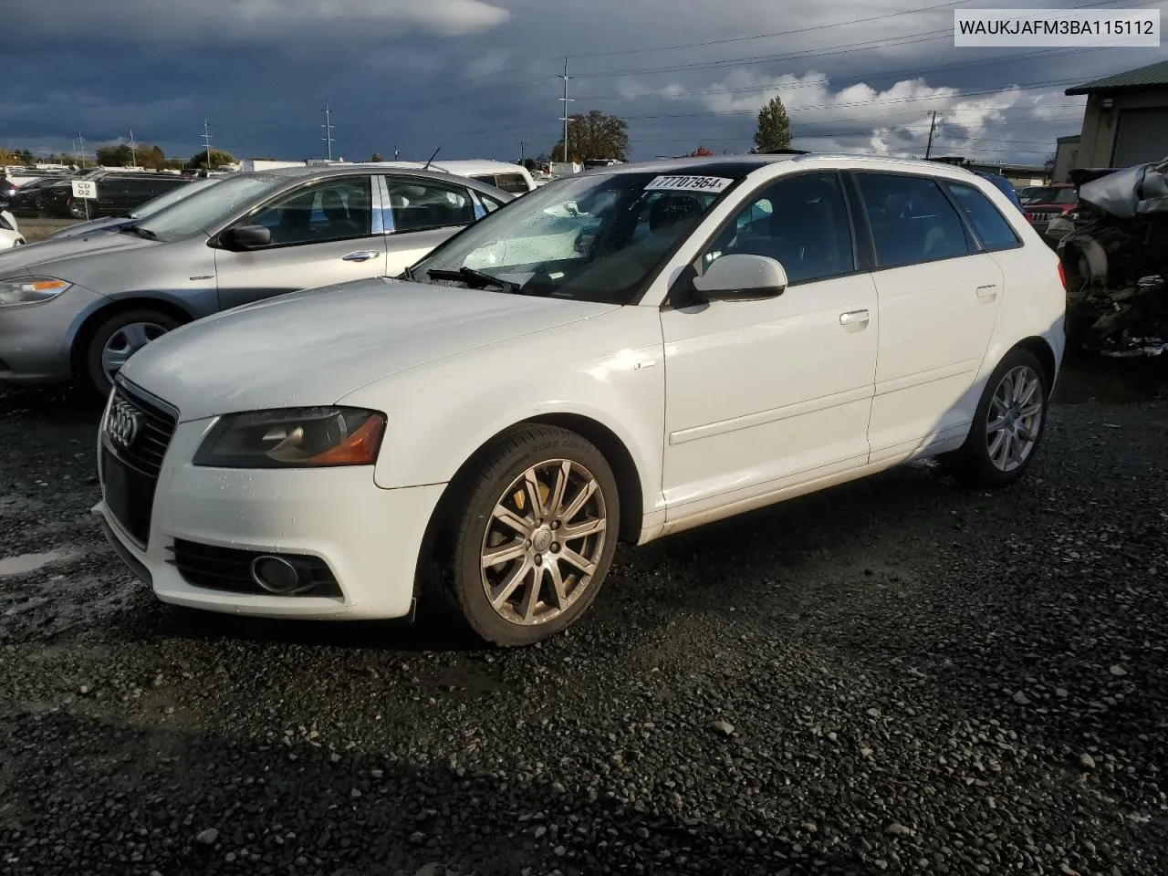 2011 Audi A3 Premium Plus VIN: WAUKJAFM3BA115112 Lot: 77707964