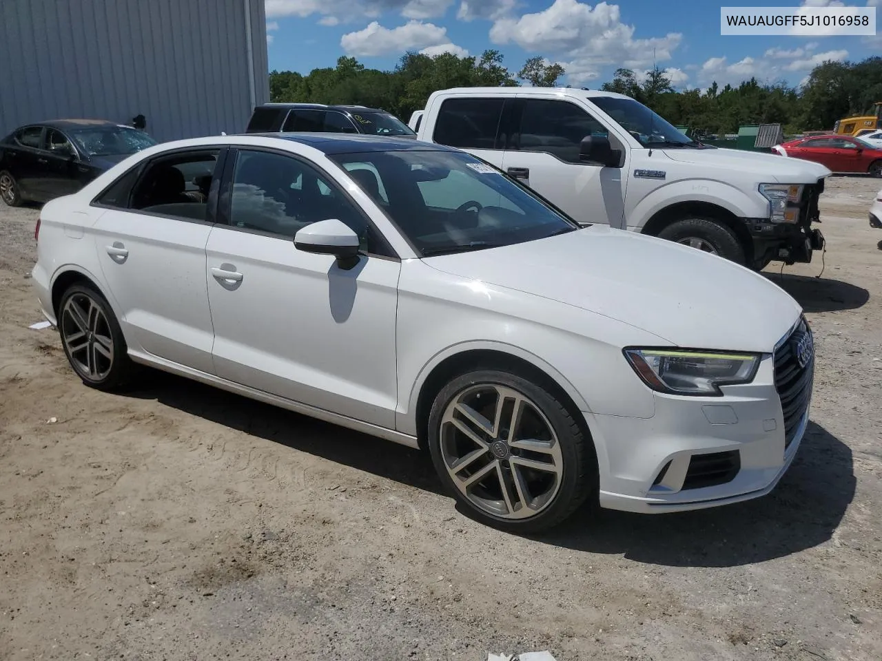 2018 Audi A3 Premium VIN: WAUAUGFF5J1016958 Lot: 40878655