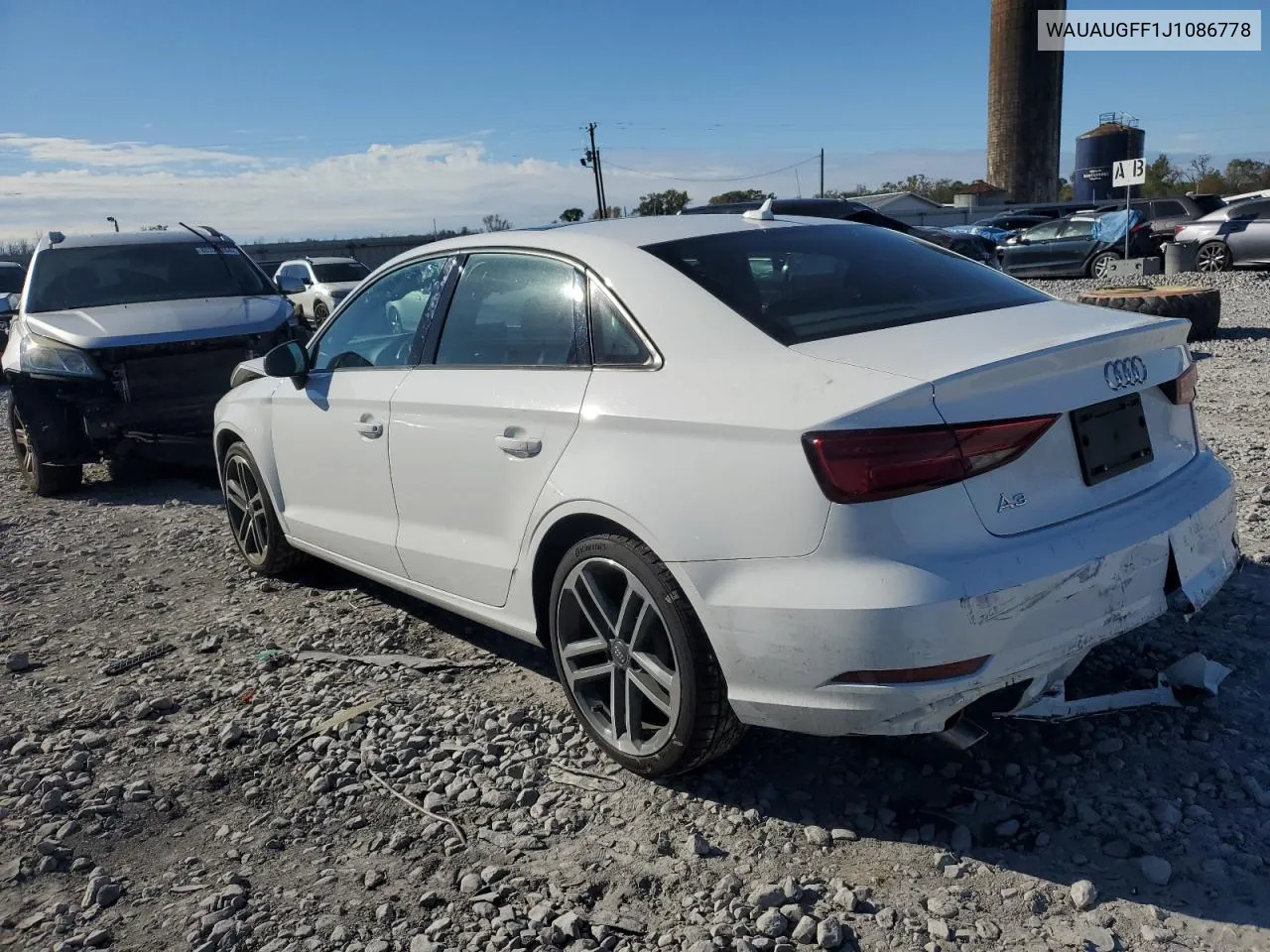 2018 Audi A3 Premium VIN: WAUAUGFF1J1086778 Lot: 80020094