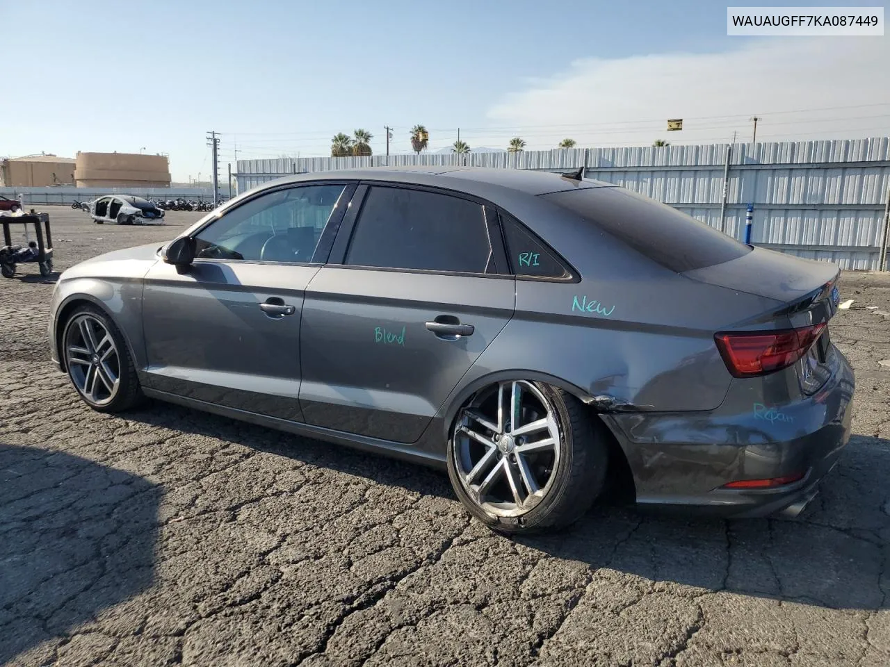 2019 Audi A3 Premium VIN: WAUAUGFF7KA087449 Lot: 73493494