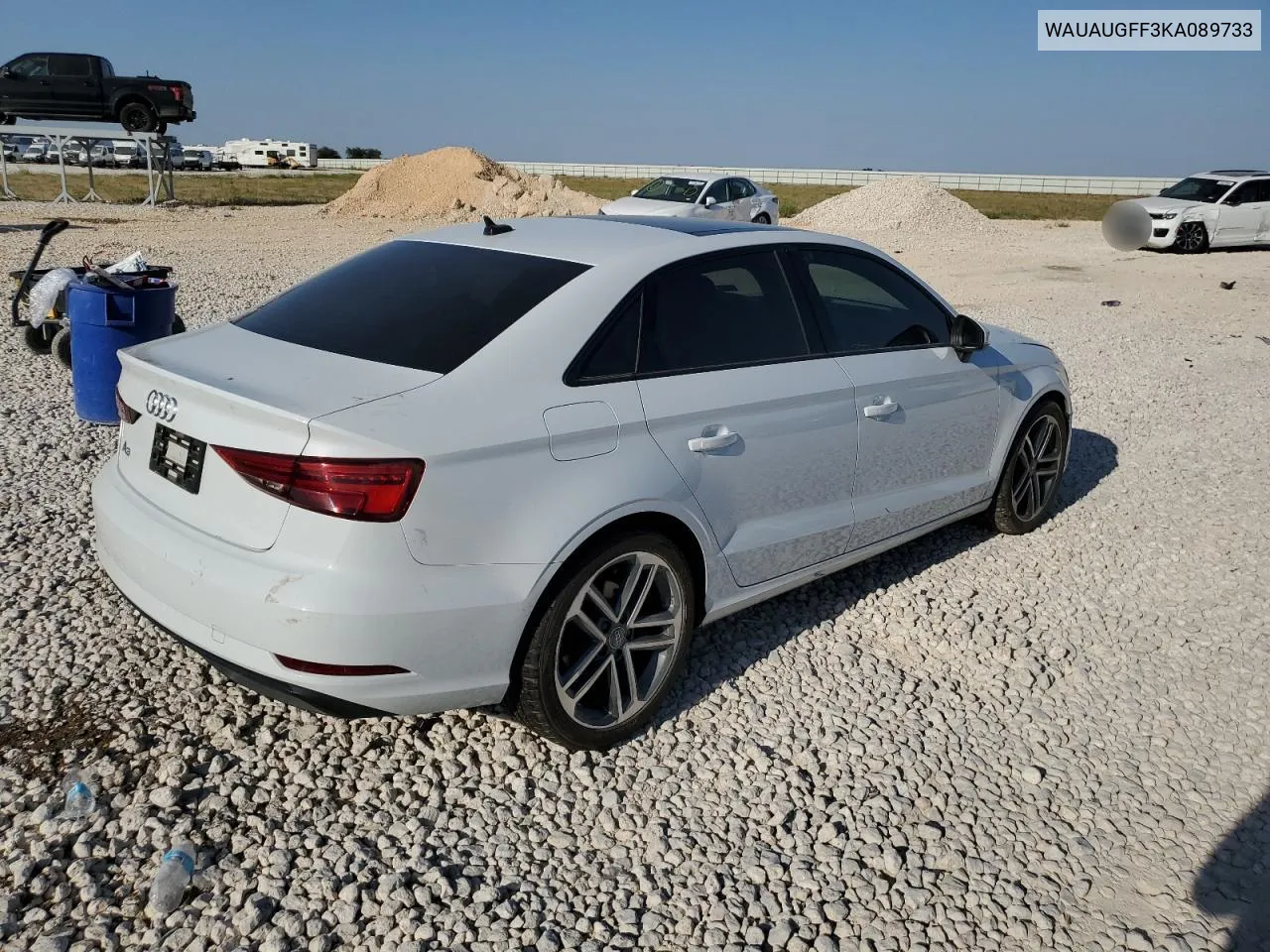 2019 Audi A3 Premium VIN: WAUAUGFF3KA089733 Lot: 75512004