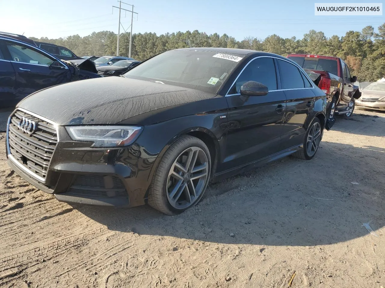 2019 Audi A3 Premium Plus VIN: WAUGUGFF2K1010465 Lot: 77889364