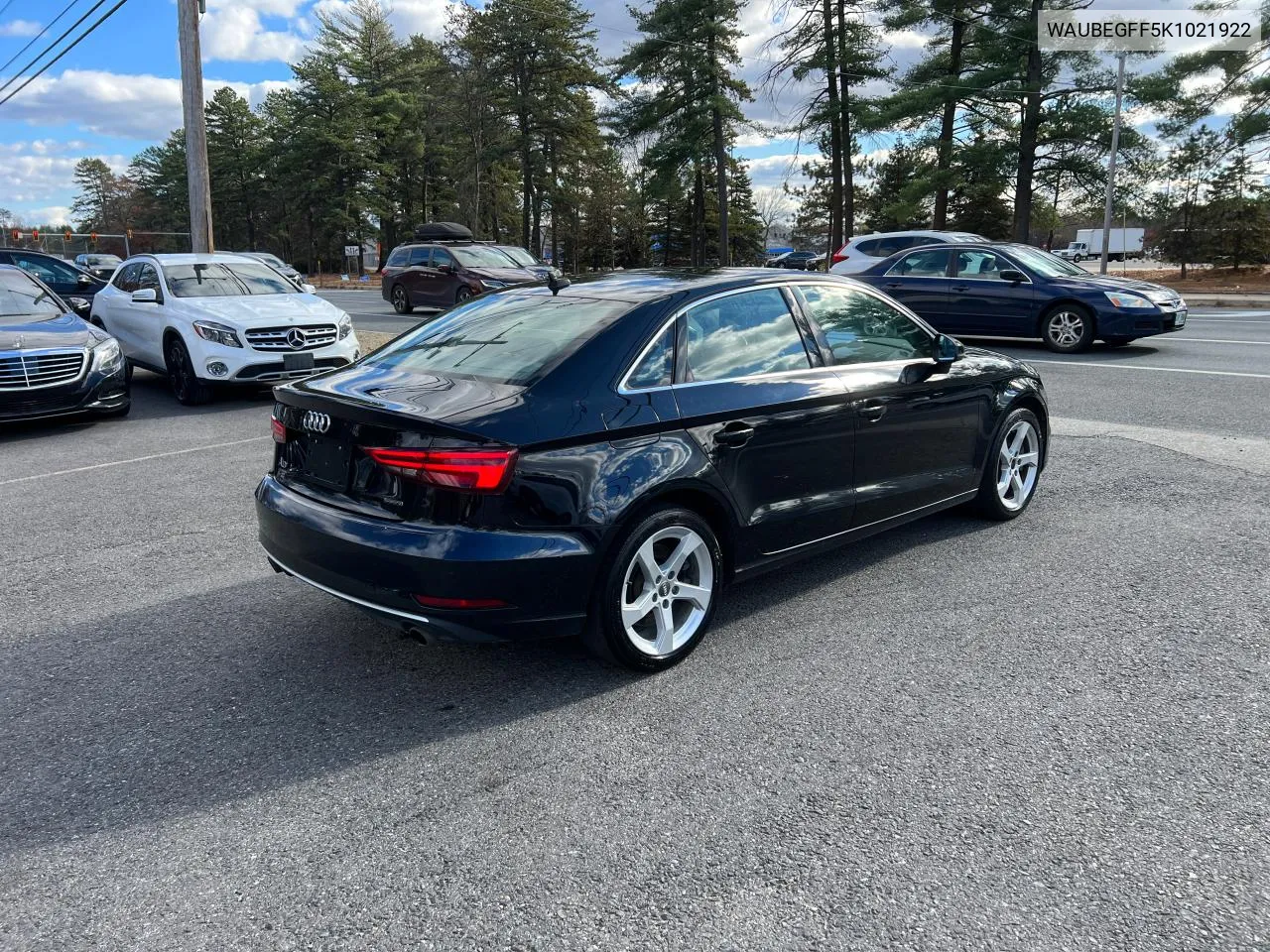 2019 Audi A3 Premium VIN: WAUBEGFF5K1021922 Lot: 80429484