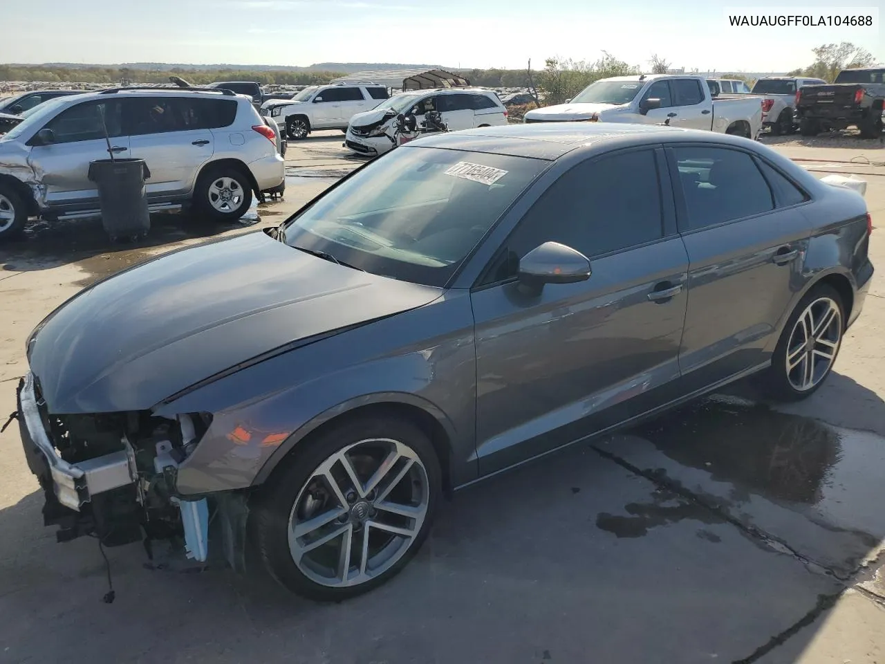 2020 Audi A3 Premium VIN: WAUAUGFF0LA104688 Lot: 77165404