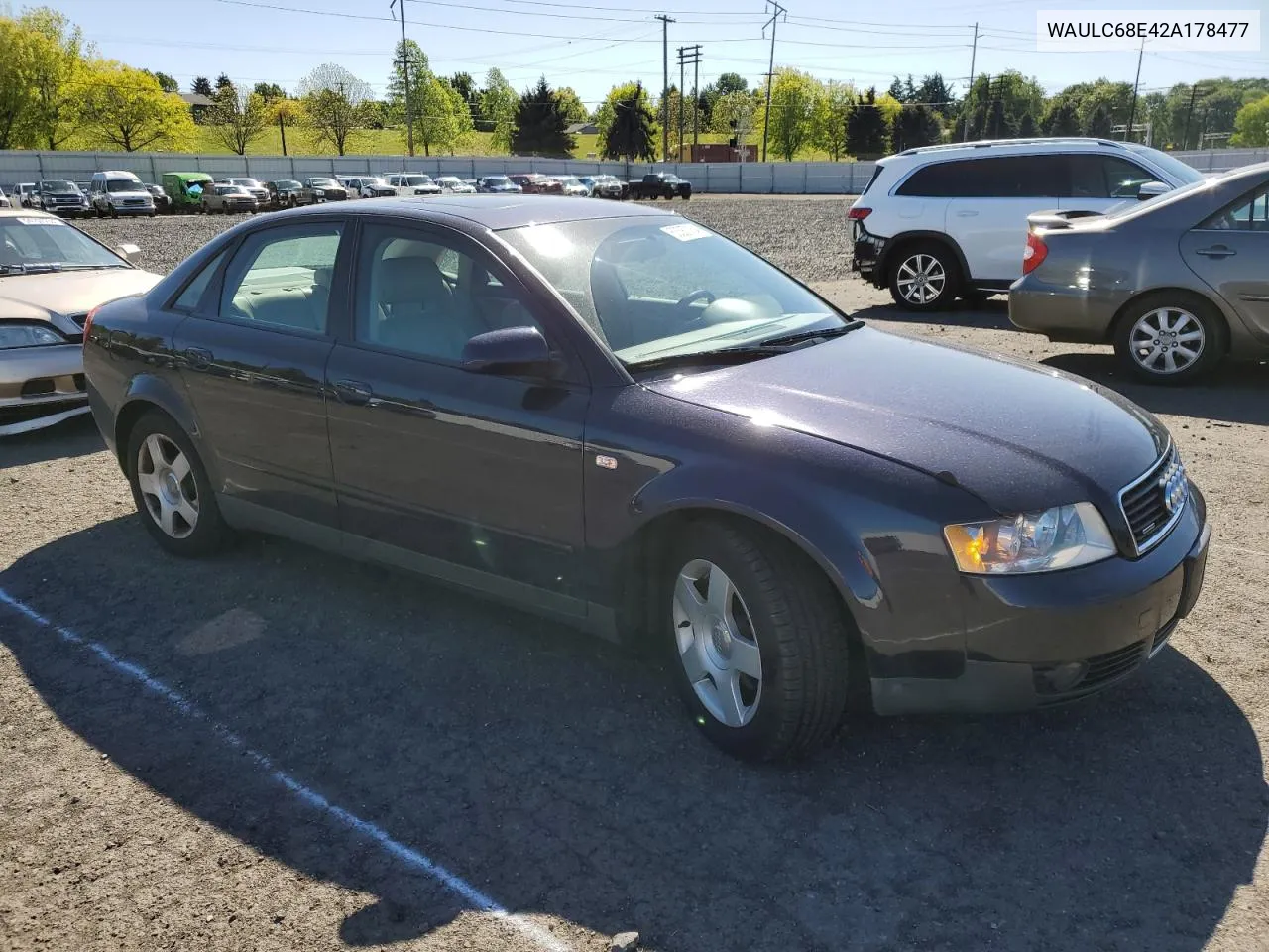 2002 Audi A4 1.8T Quattro VIN: WAULC68E42A178477 Lot: 53387164