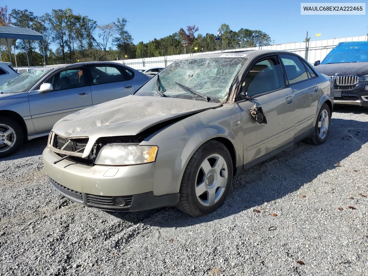 2002 Audi A4 1.8T Quattro VIN: WAULC68EX2A222465 Lot: 74717594