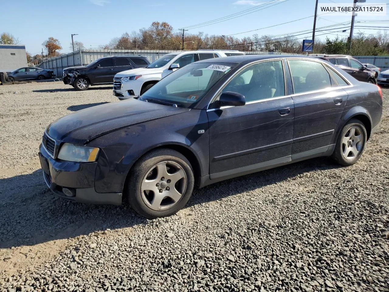 2002 Audi A4 3.0 Quattro VIN: WAULT68EX2A115724 Lot: 79396474