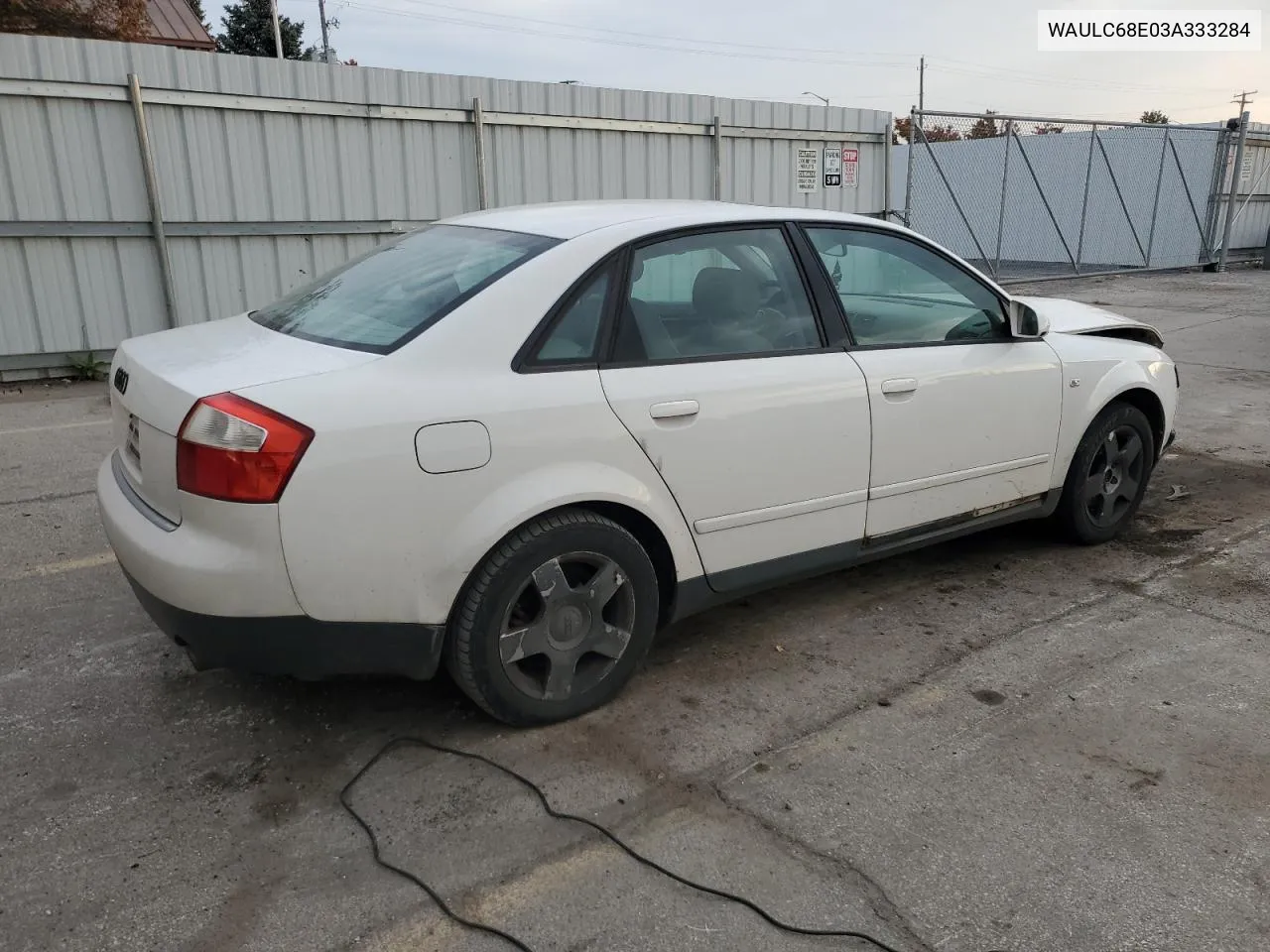 2003 Audi A4 1.8T Quattro VIN: WAULC68E03A333284 Lot: 76754804