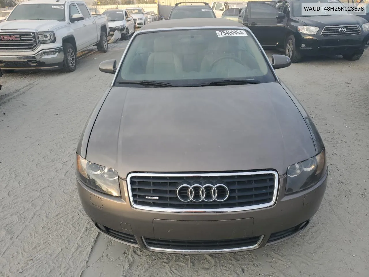 2005 Audi A4 Quattro Cabriolet VIN: WAUDT48H25K023878 Lot: 75450864