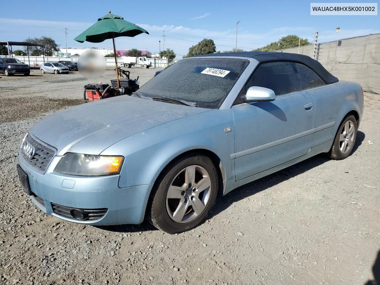 2005 Audi A4 1.8 Cabriolet VIN: WAUAC48HX5K001002 Lot: 78748294