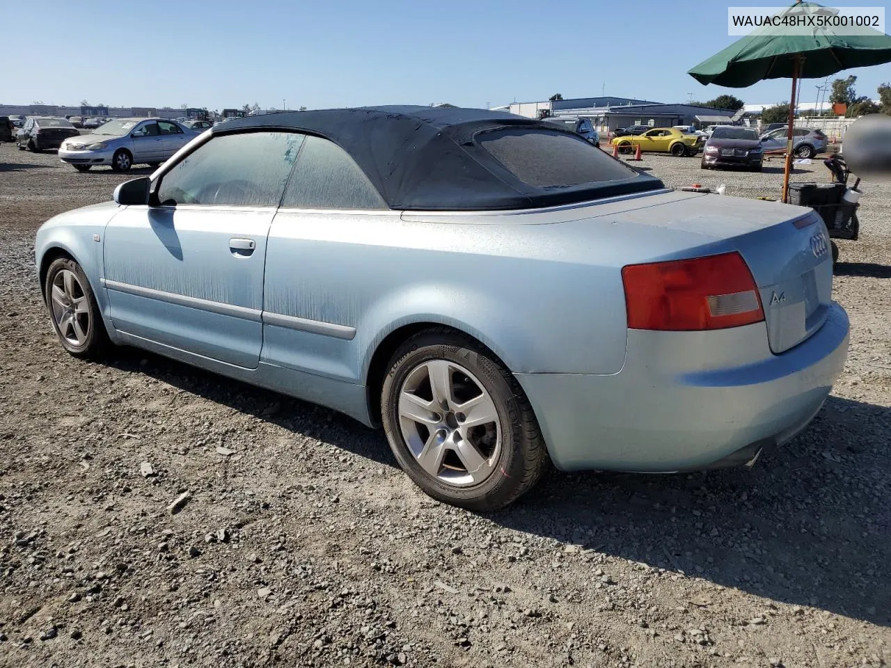 2005 Audi A4 1.8 Cabriolet VIN: WAUAC48HX5K001002 Lot: 78748294