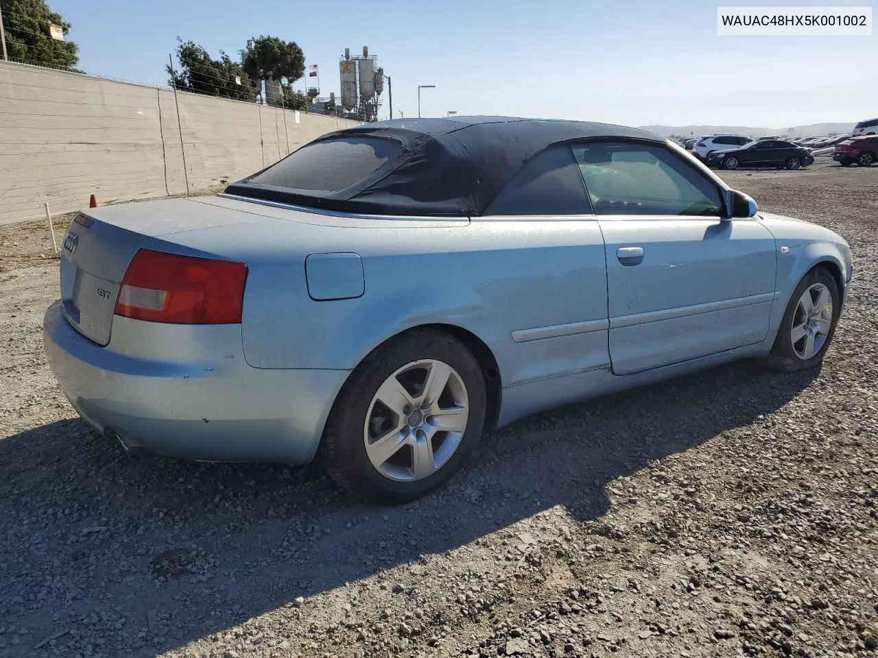 2005 Audi A4 1.8 Cabriolet VIN: WAUAC48HX5K001002 Lot: 78748294