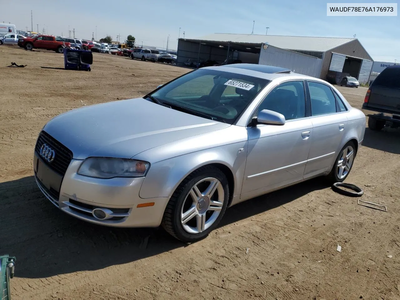 2006 Audi A4 2.0T Quattro VIN: WAUDF78E76A176973 Lot: 65271534