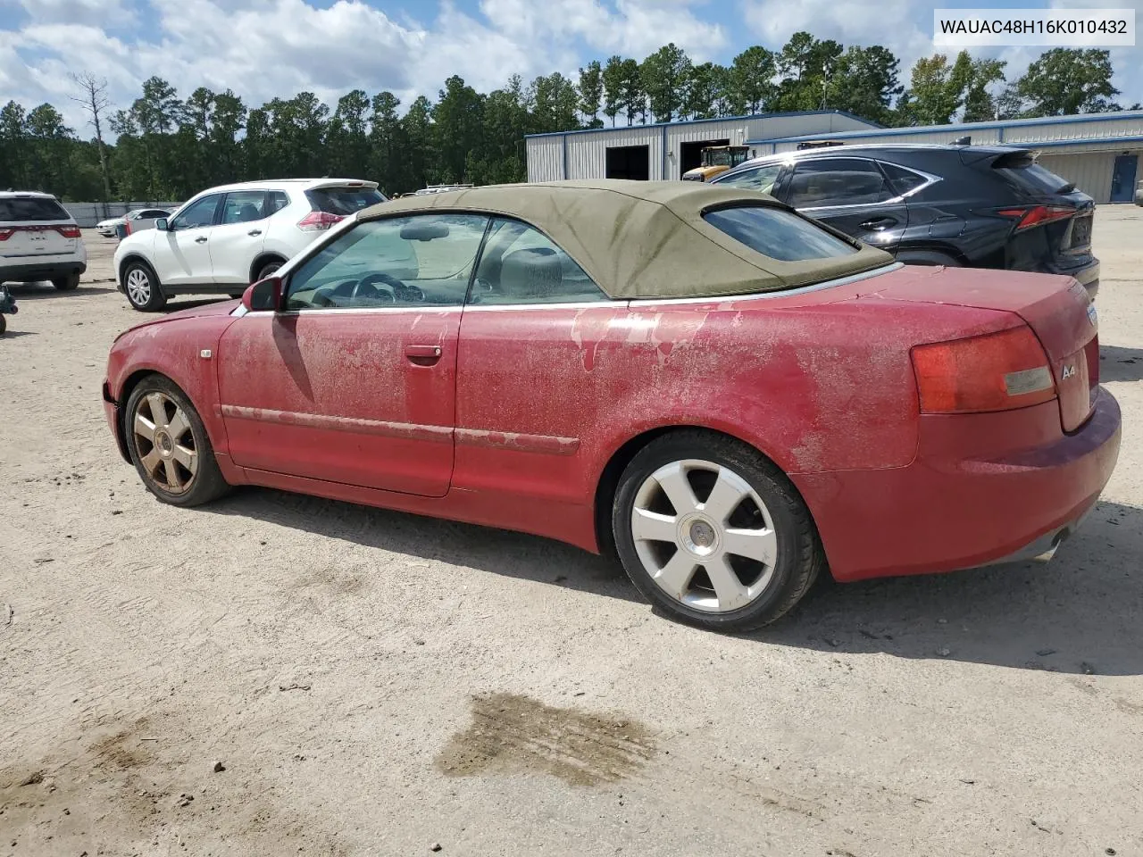 2006 Audi A4 1.8 Cabriolet VIN: WAUAC48H16K010432 Lot: 71865904