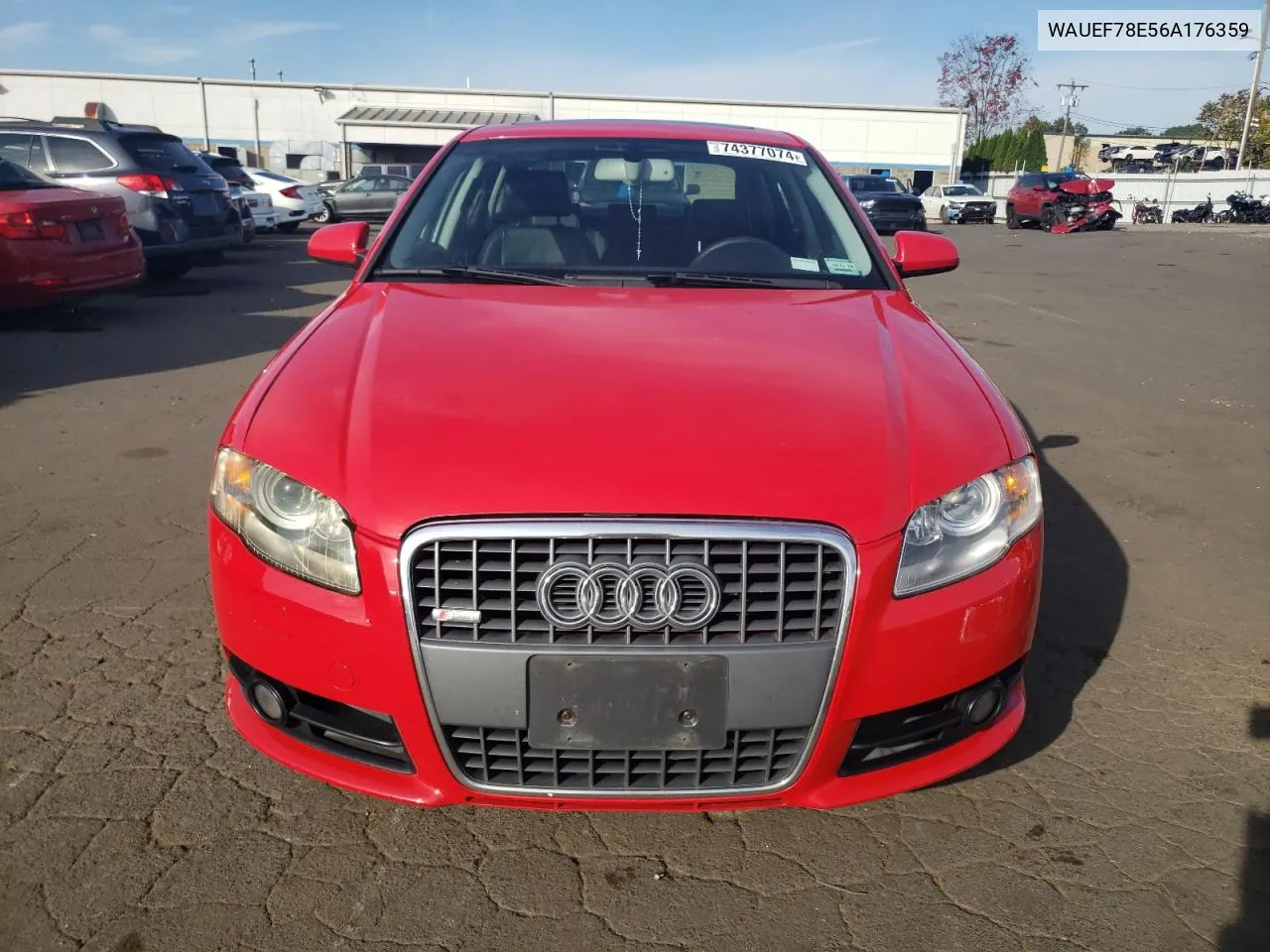 2006 Audi A4 S-Line 2.0T Quattro Turbo VIN: WAUEF78E56A176359 Lot: 74377074