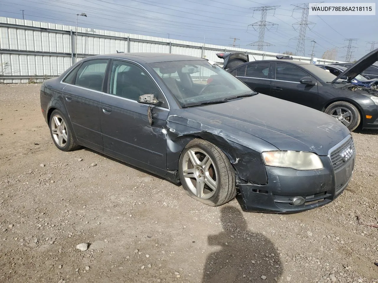 2006 Audi A4 2.0T Quattro VIN: WAUDF78E86A218115 Lot: 76328404