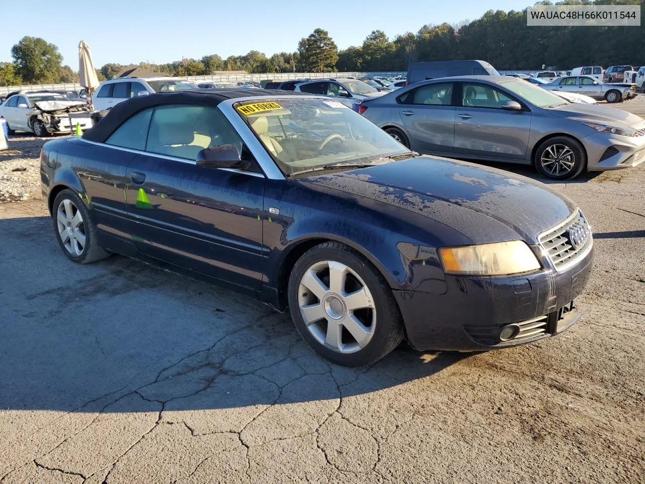 2006 Audi A4 1.8 Cabriolet VIN: WAUAC48H66K011544 Lot: 77012804