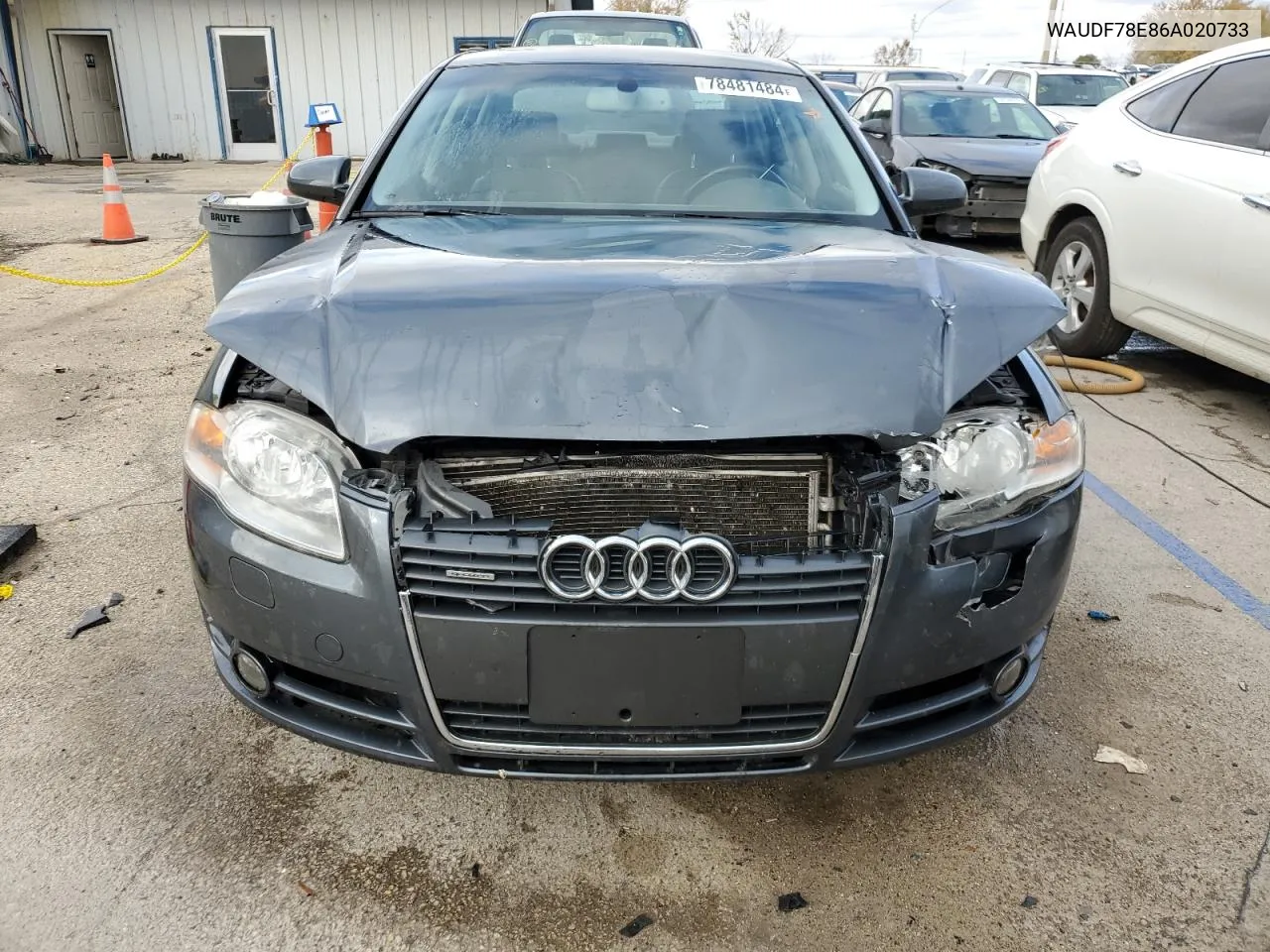 2006 Audi A4 2.0T Quattro VIN: WAUDF78E86A020733 Lot: 78481484