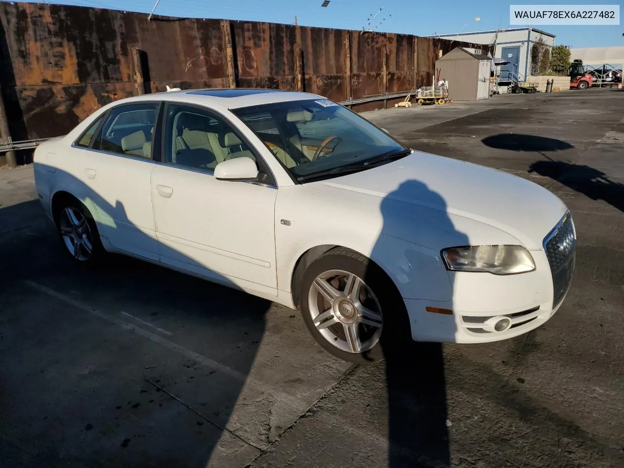 2006 Audi A4 2 Turbo VIN: WAUAF78EX6A227482 Lot: 78912314