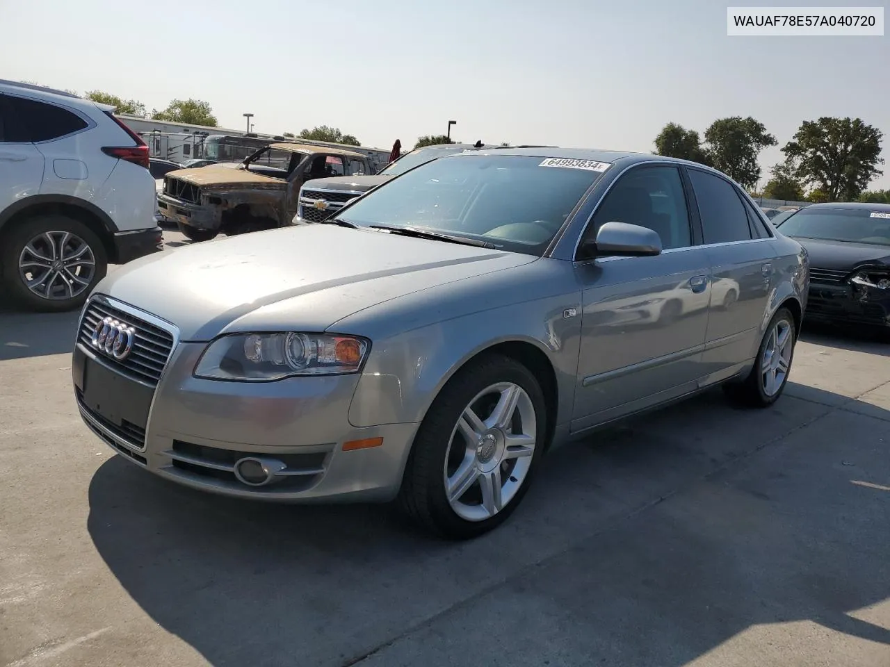 2007 Audi A4 2 VIN: WAUAF78E57A040720 Lot: 64993834