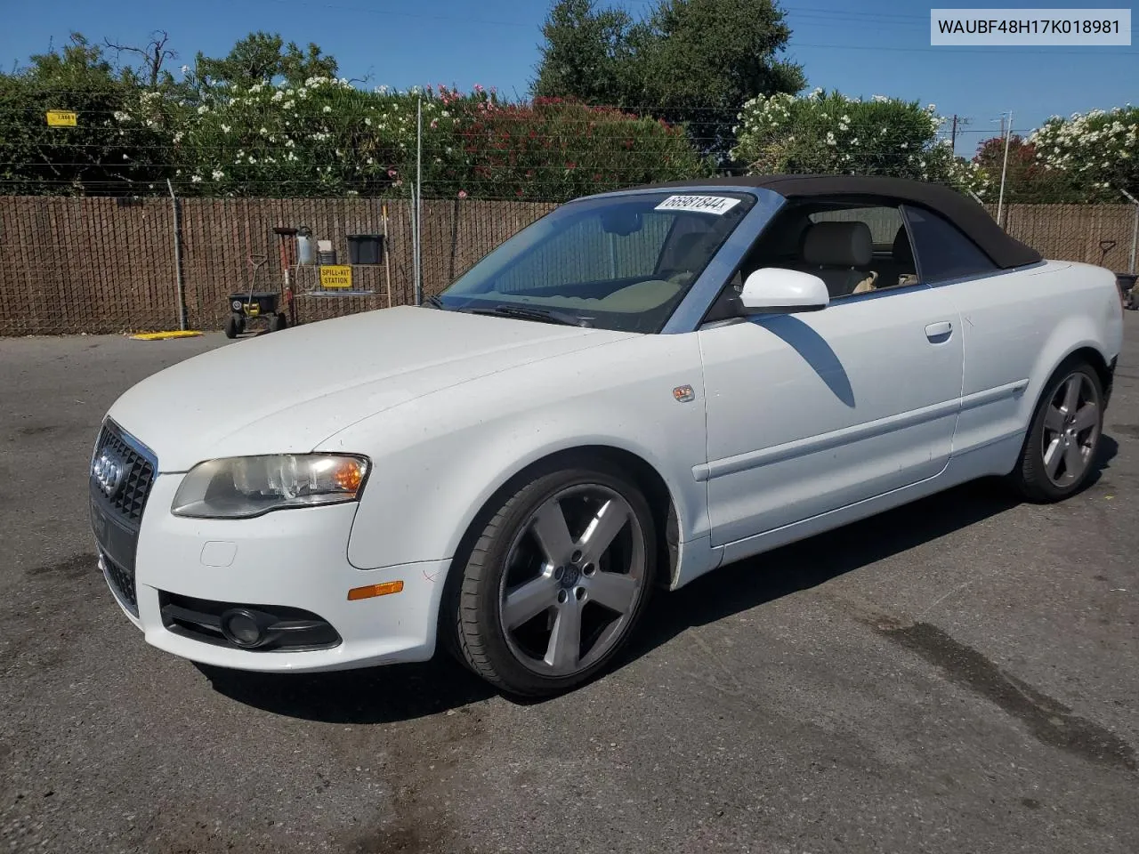 2007 Audi A4 S-Line 2.0T Cabriolet VIN: WAUBF48H17K018981 Lot: 66981844