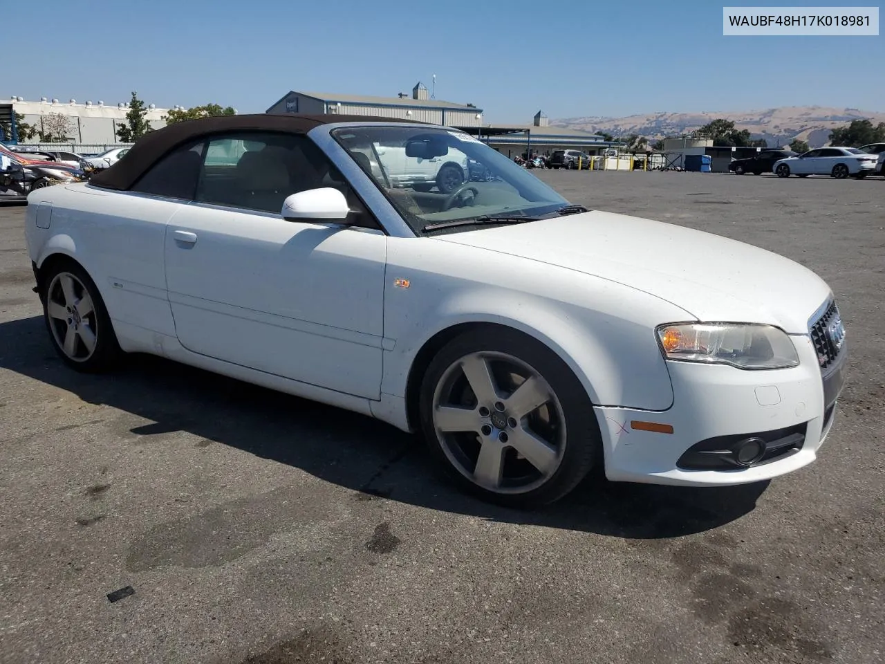 2007 Audi A4 S-Line 2.0T Cabriolet VIN: WAUBF48H17K018981 Lot: 66981844