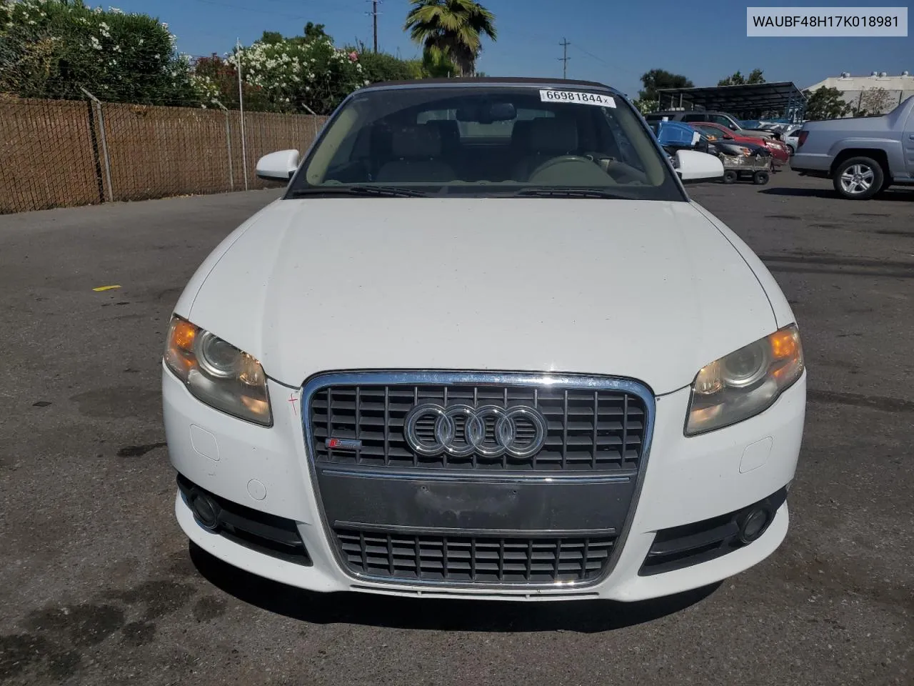 2007 Audi A4 S-Line 2.0T Cabriolet VIN: WAUBF48H17K018981 Lot: 66981844