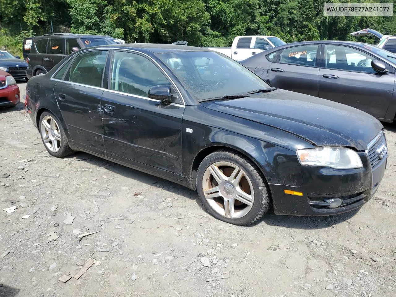 2007 Audi A4 2.0T Quattro VIN: WAUDF78E77A241077 Lot: 67723274