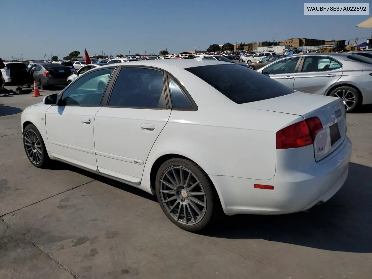 2007 Audi A4 S-Line 2.0T Turbo VIN: WAUBF78E37A022592 Lot: 75480544