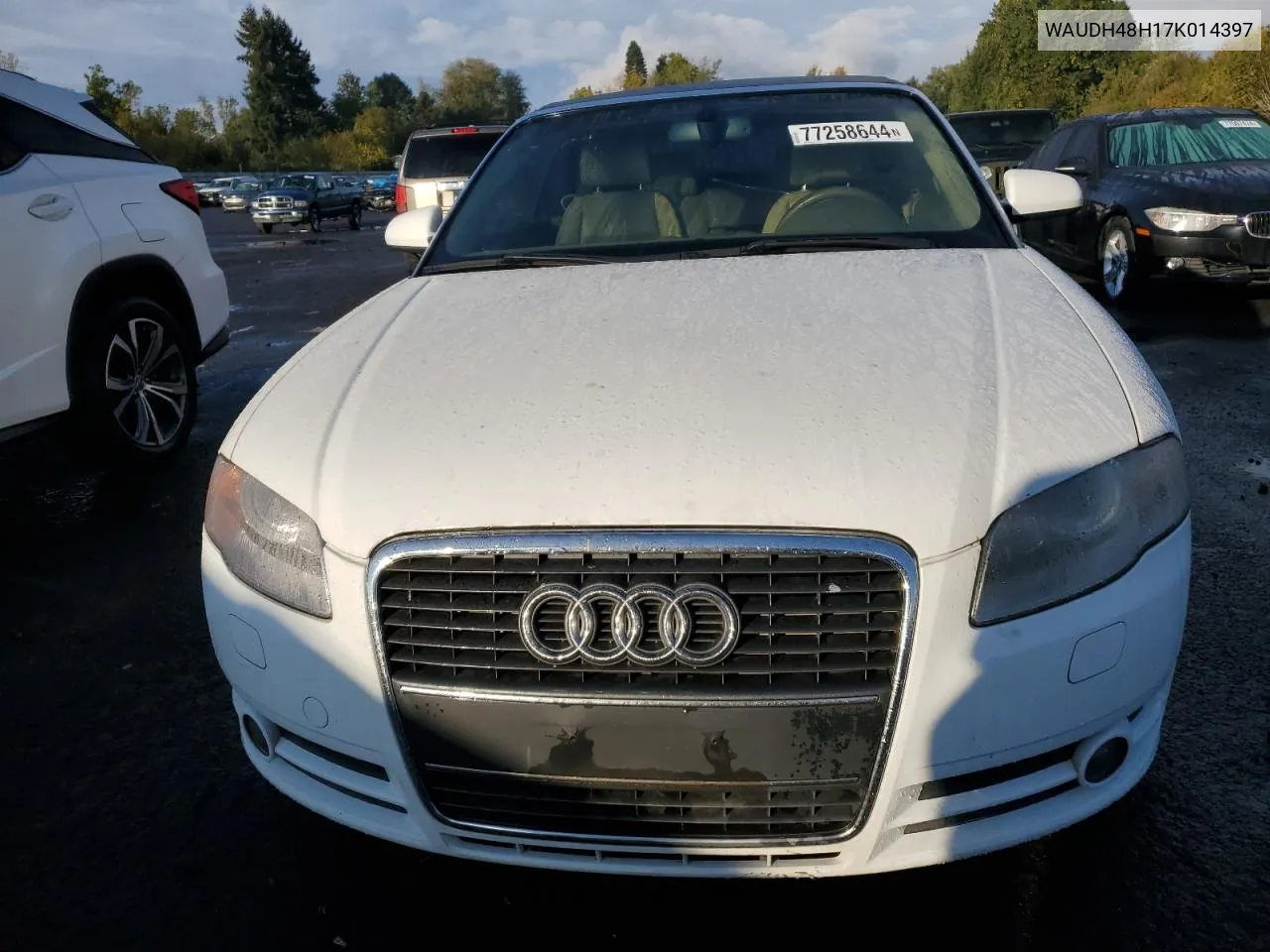 2007 Audi A4 3.2 Cabriolet Quattro VIN: WAUDH48H17K014397 Lot: 77258644