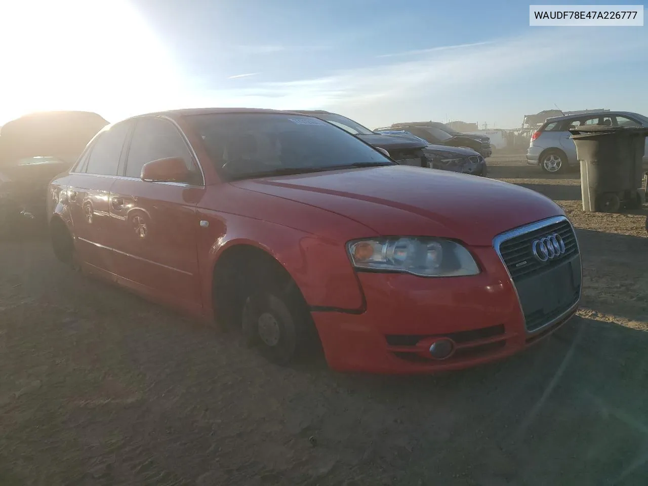 2007 Audi A4 2.0T Quattro VIN: WAUDF78E47A226777 Lot: 77312494