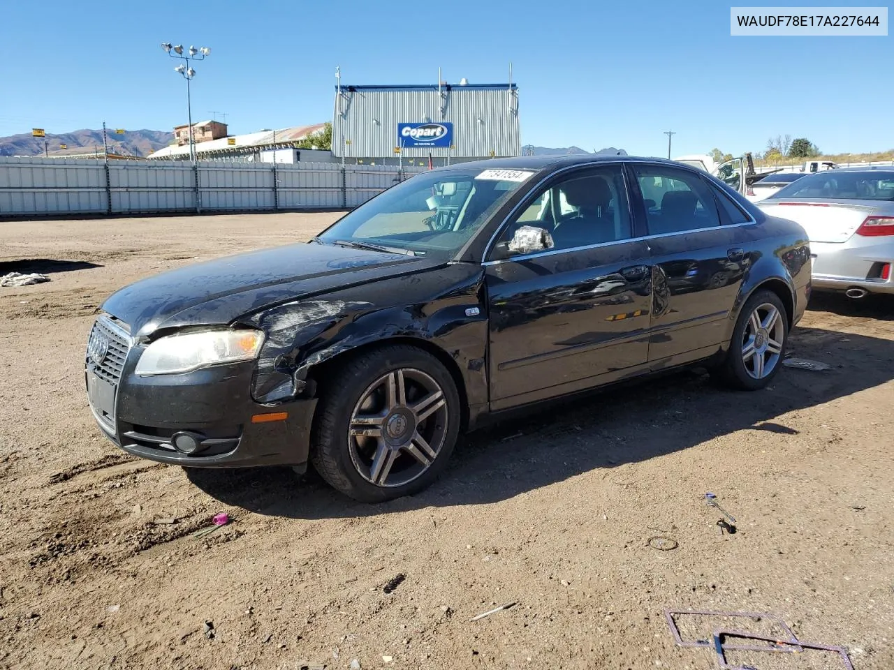 2007 Audi A4 2.0T Quattro VIN: WAUDF78E17A227644 Lot: 77341554