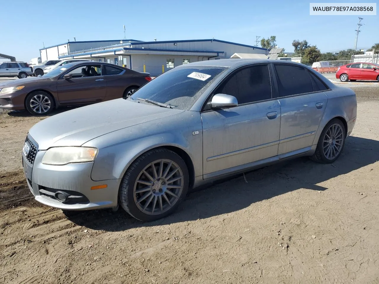 2007 Audi A4 S-Line 2.0T Turbo VIN: WAUBF78E97A038568 Lot: 77959884